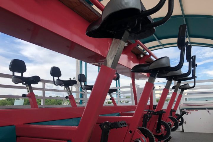 a plane sitting on top of a wooden chair